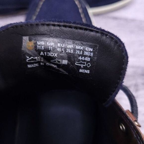 Timberland Camp 73 Moc Toe Lace Up Leather Suede Boot Navy Brown Men's sz 11.5 - Picture 7 of 8